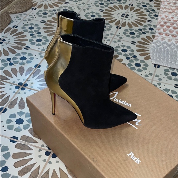 Black and Gold Louboutins Ankle Boots - Picture 15 of 15